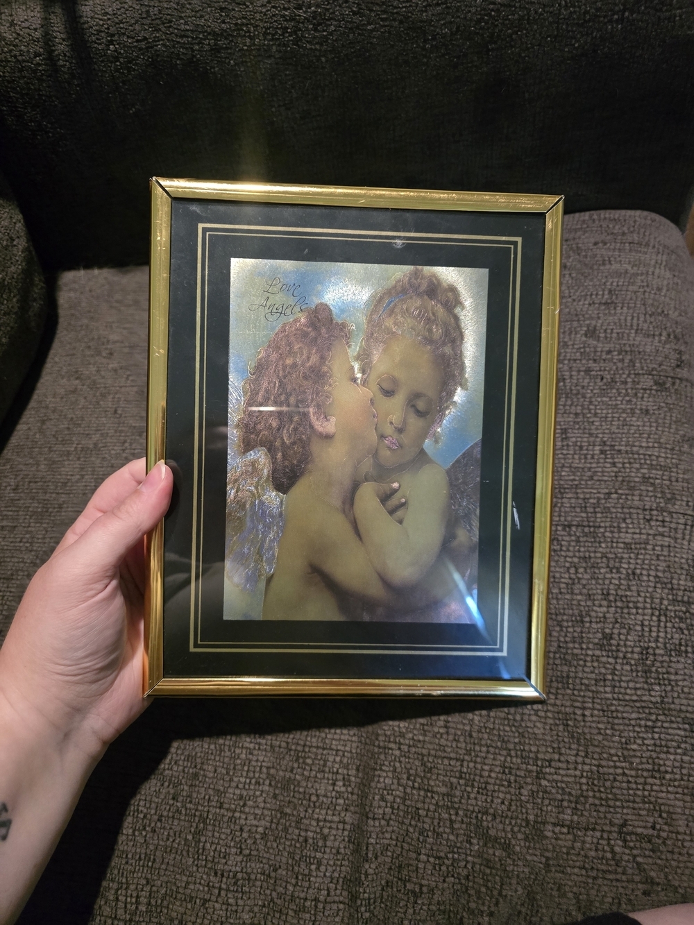 "Putto's Kiss" Foiled Framed Cherub Print